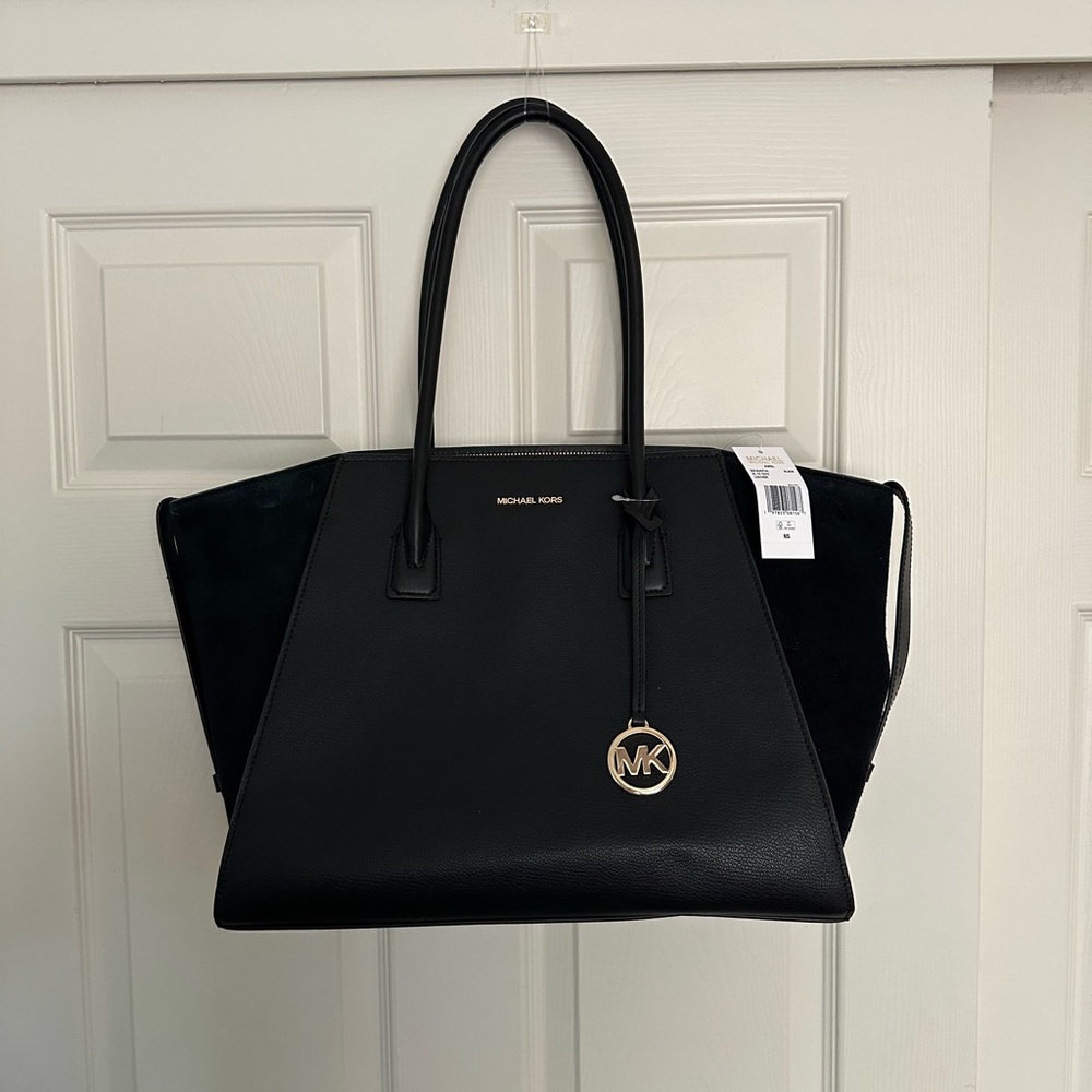 Michael Kors Black Avril Extra-Large Leather and Suede Tote Bag
